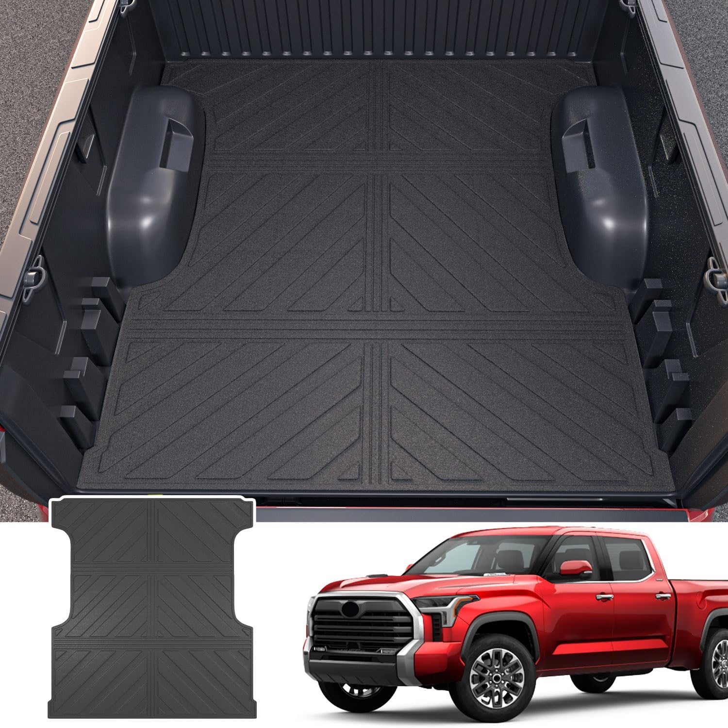 - powoq Truck Bed Mat Compatible with 2022-2024 Toyota Tundra 5.5 FT Truck Bed Liner Cargo Mat TPE Cargo Liner Replacement for 2022 2023 2024 Toyota Tundra Accessories(Upgrade 5.5FT Bed Mat) - open_box
