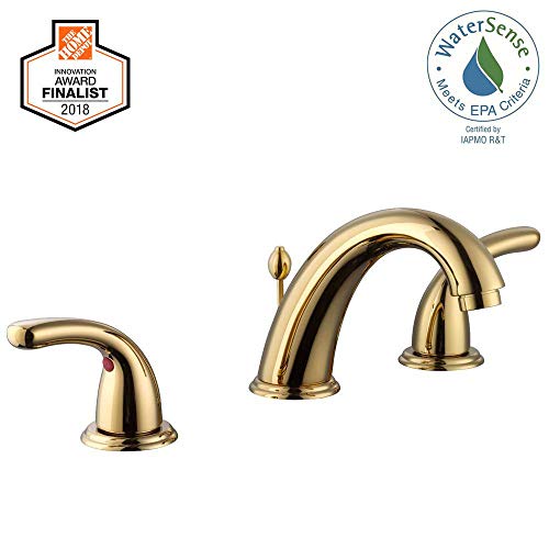 Builders 8 in. Widespread 2-Handle High-Arc Bathroom Faucet in Polished Brass - open_box