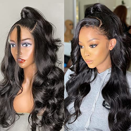 22 Inch HD Transparent 13X4 Lace Front Body Wave Wigs Human Hair Lace Frontal Human Hair Wigs Pre Plucked for Black Women 150% Density Brazilian Body Wave Wig with Baby Hair Natural Hairline